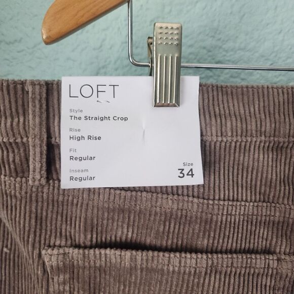 LOFT The straight crop high rise corduroy Frey hem pants - Picture 4 of 16